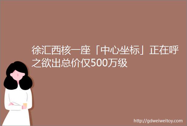 徐汇西核一座「中心坐标」正在呼之欲出总价仅500万级