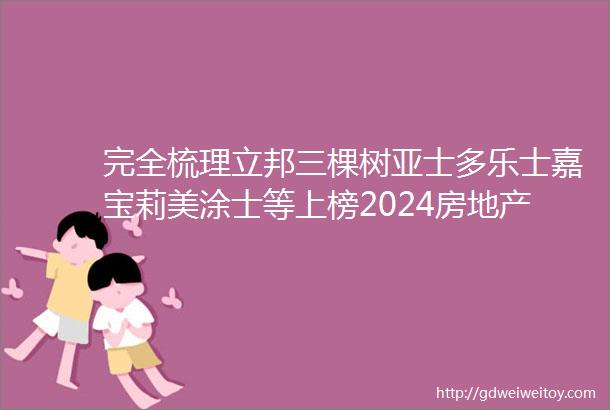 完全梳理立邦三棵树亚士多乐士嘉宝莉美涂士等上榜2024房地产首选品牌