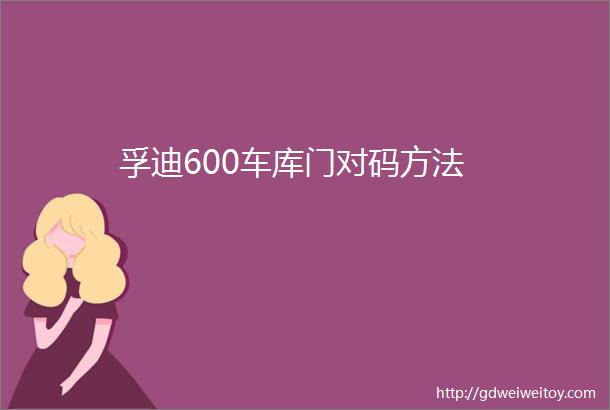 孚迪600车库门对码方法