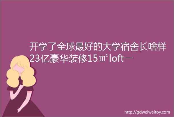 开学了全球最好的大学宿舍长啥样23亿豪华装修15㎡loft一人居hellip我酸了