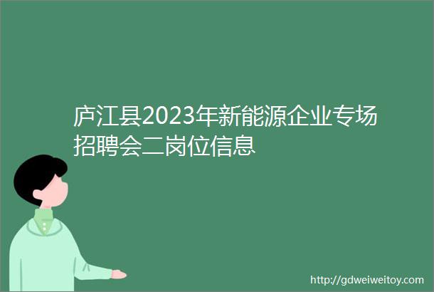 庐江县2023年新能源企业专场招聘会二岗位信息