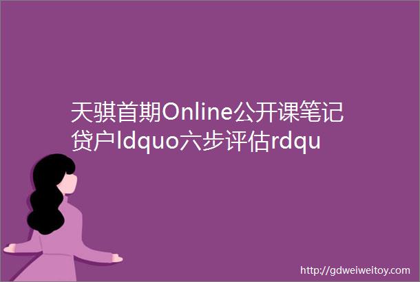 天骐首期Online公开课笔记贷户ldquo六步评估rdquo法