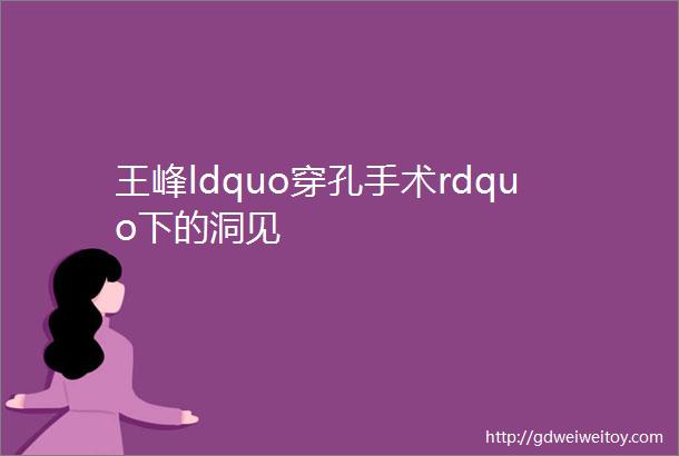 王峰ldquo穿孔手术rdquo下的洞见