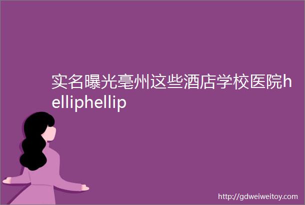 实名曝光亳州这些酒店学校医院helliphellip