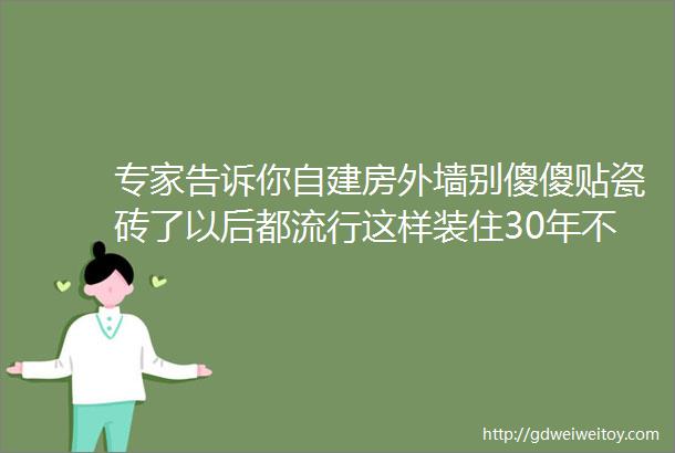 专家告诉你自建房外墙别傻傻贴瓷砖了以后都流行这样装住30年不过时