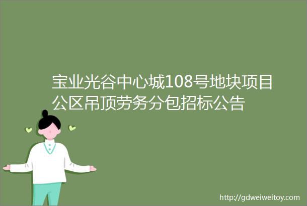 宝业光谷中心城108号地块项目公区吊顶劳务分包招标公告