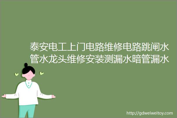 泰安电工上门电路维修电路跳闸水管水龙头维修安装测漏水暗管漏水疏通下水道门窗维修定做纱窗墙面刷新瓷砖起鼓