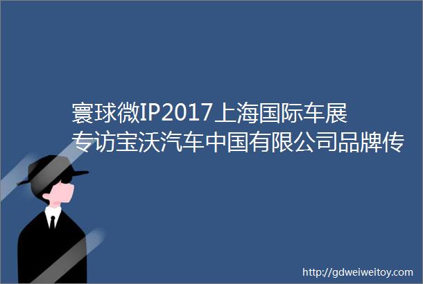 寰球微IP2017上海国际车展专访宝沃汽车中国有限公司品牌传播执行总监果铁夫