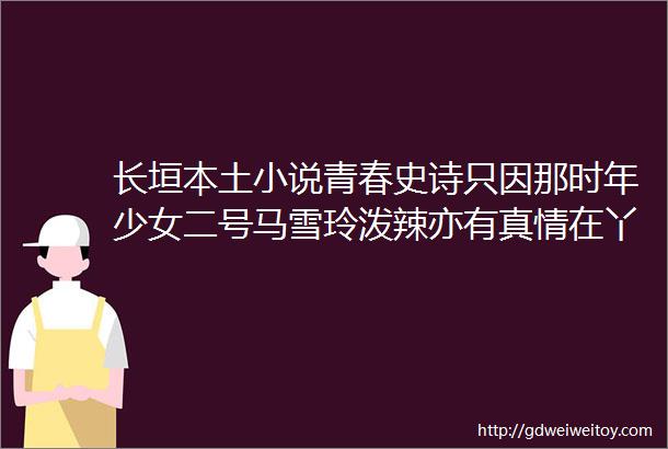 长垣本土小说青春史诗只因那时年少女二号马雪玲泼辣亦有真情在丫头何曾不怀春708090看过来