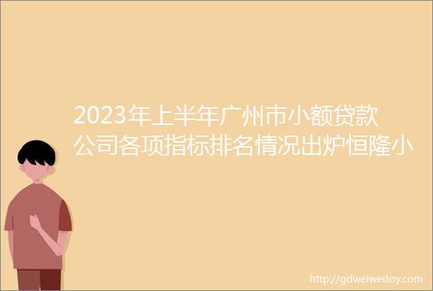2023年上半年广州市小额贷款公司各项指标排名情况出炉恒隆小贷三项指标名列前十