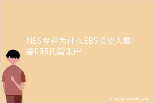 NES专栏为什么EB5投资人需要EB5托管账户