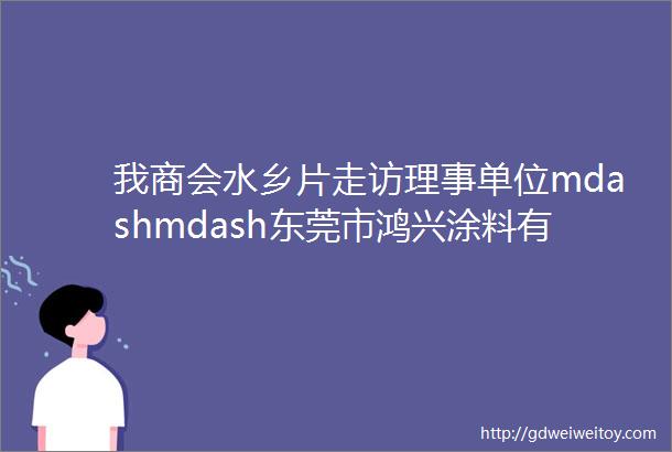 我商会水乡片走访理事单位mdashmdash东莞市鸿兴涂料有限公司