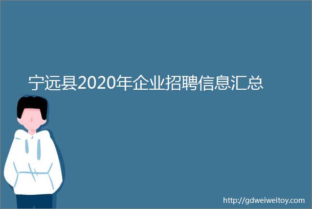 宁远县2020年企业招聘信息汇总