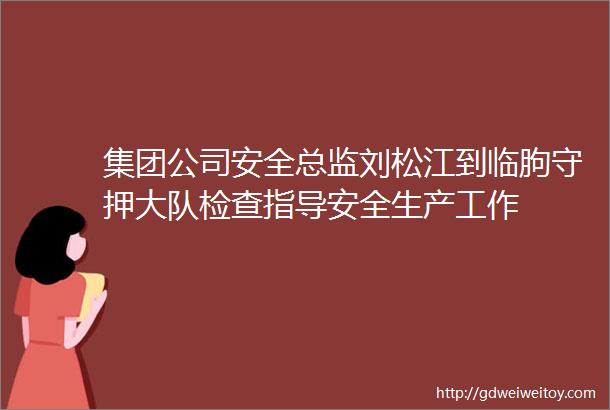 集团公司安全总监刘松江到临朐守押大队检查指导安全生产工作