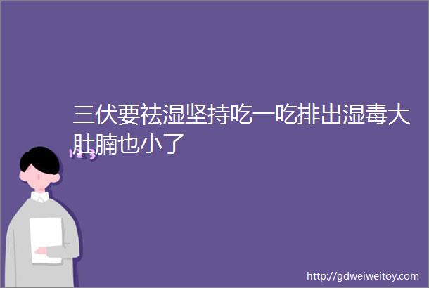 三伏要祛湿坚持吃一吃排出湿毒大肚腩也小了