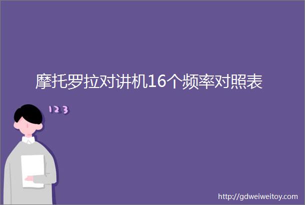 摩托罗拉对讲机16个频率对照表