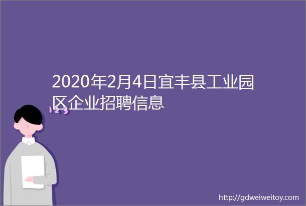 2020年2月4日宜丰县工业园区企业招聘信息